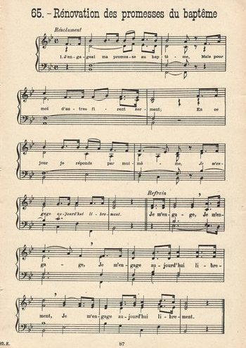 Rénovation des promesses de baptême Partition gratuite